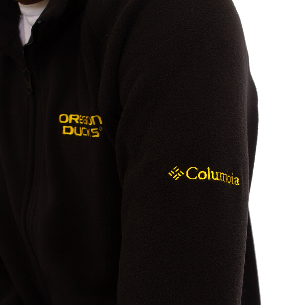 Oregon Ducks, Columbia, Black, Coat/Jacket, Polyester Blend, Men, Flanker IV, Polar Fleece, 2024, Full Zip, 784978